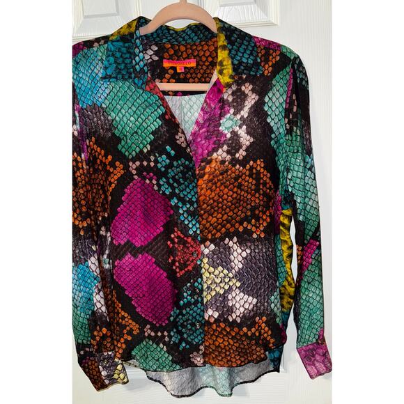 VILAGALLO snake print blouse size 38 - Women's Medium - Picture 2 of 7